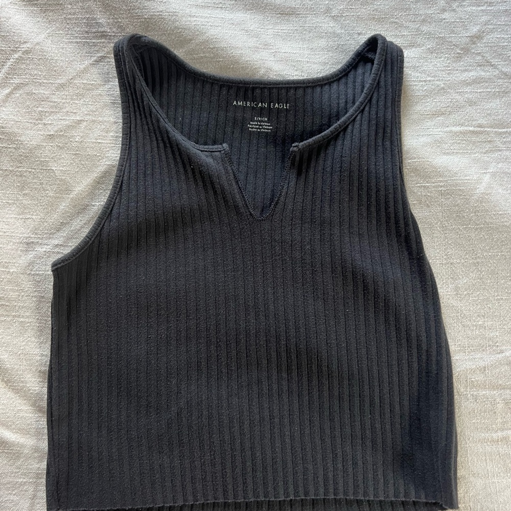 American Eagle Outfitters Black Ribbed Women's Top